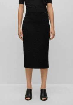 Boss Knitted Jacquard-Pattern Pencil Skirt With Logo Trim - Kokerrok - Patterned