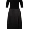 Boss Mixed-Material Dress With Satin Skirt Part - Jurk - Black