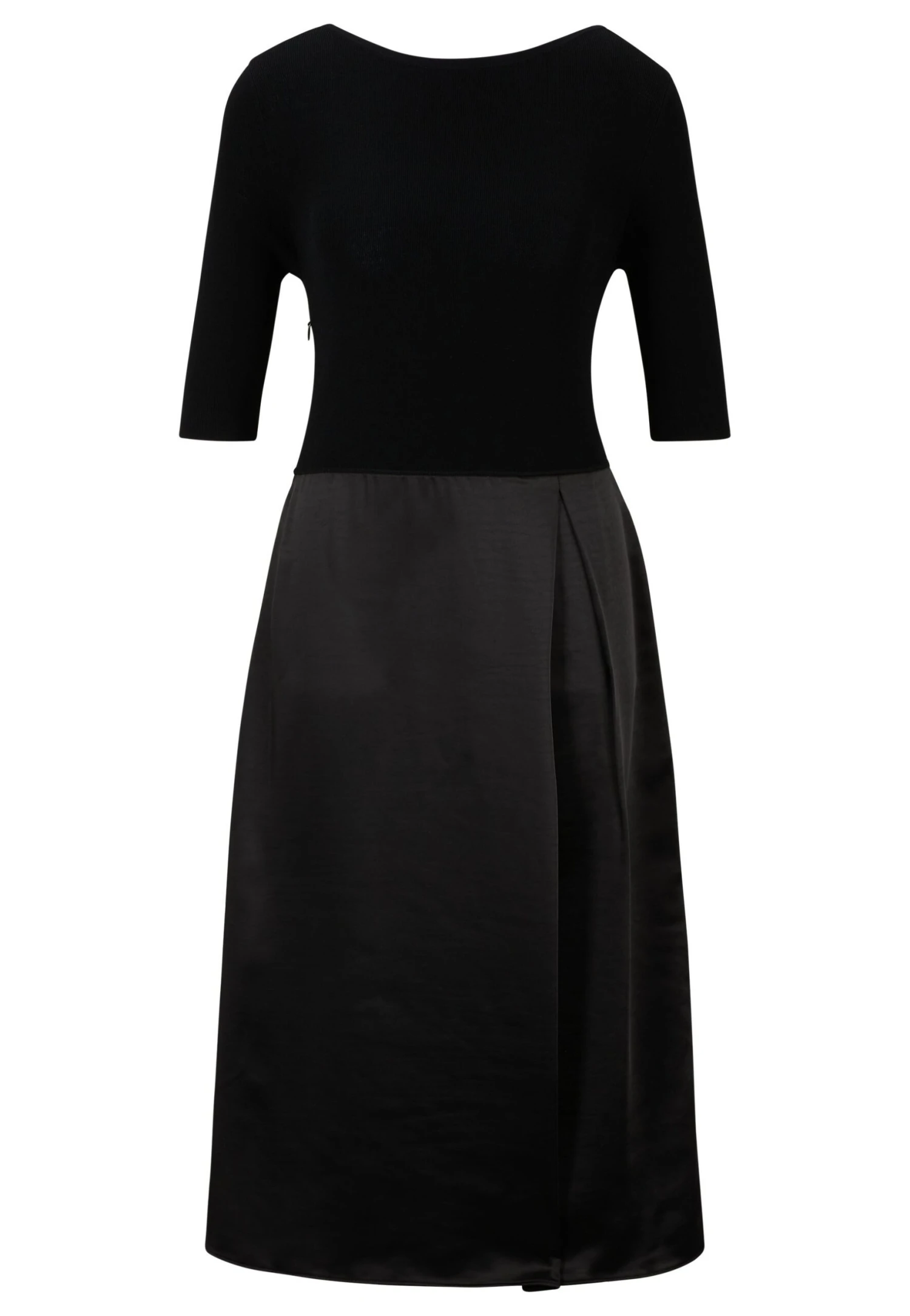 Boss Mixed-Material Dress With Satin Skirt Part - Jurk - Black 1 Boss Mixed-Material Dress With Satin Skirt Part - Jurk - Black