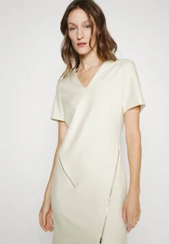 Boss V-Neck Dress With Zip Details - Jurk - Open White -Sneaker 4e22e2e2a2f64b3ab3b59e6ada0e0e90