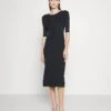 Boss Cropped-Sleeve Dress With Knitted Structure - Gebreide Jurk - Open Miscellaneous
