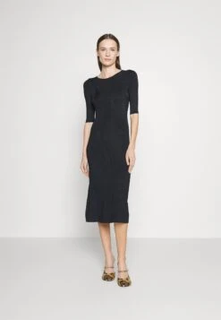 Boss Cropped-Sleeve Dress With Knitted Structure - Gebreide Jurk - Open Miscellaneous