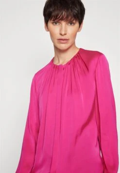 Boss Ruched-Neck Blouse In Stretch-Silk Crepe De Chine - Blouse - Bright Pink 13 Boss Ruched-Neck Blouse In Stretch-Silk Crepe De Chine - Blouse - Bright Pink -Sneaker 78cfc661ad0046219e5dd28d624f6c01