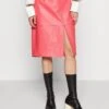 Boss Setora - Leren Rok - Bright Pink