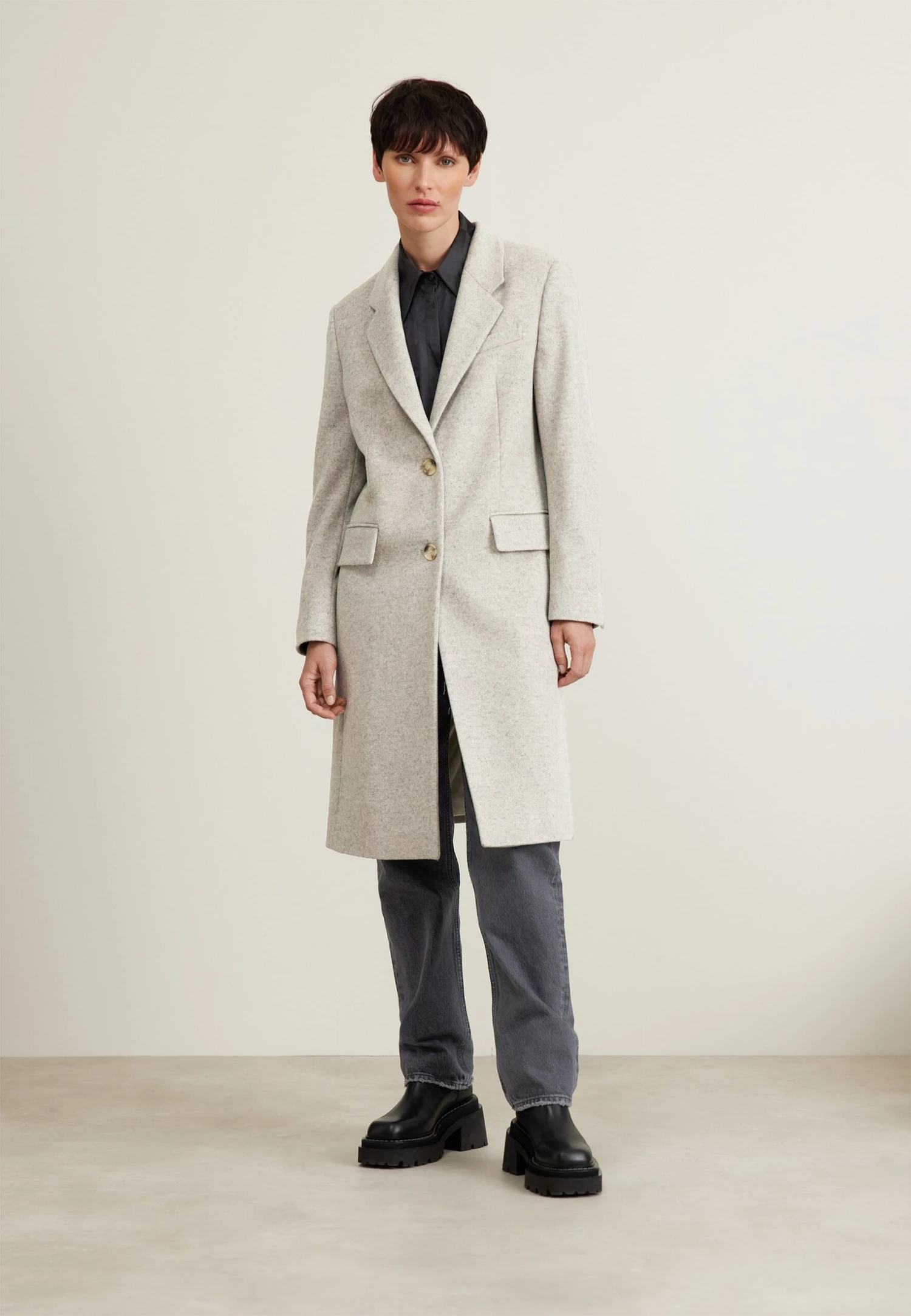 Boss Slim-Fit Coat In Virgin Wool And Cashmere - Mantel - Open White 2 Boss Slim-Fit Coat In Virgin Wool And Cashmere - Mantel - Open White - Afbeelding 2