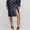 Boss Setora - Leren Rok - Dark Blue