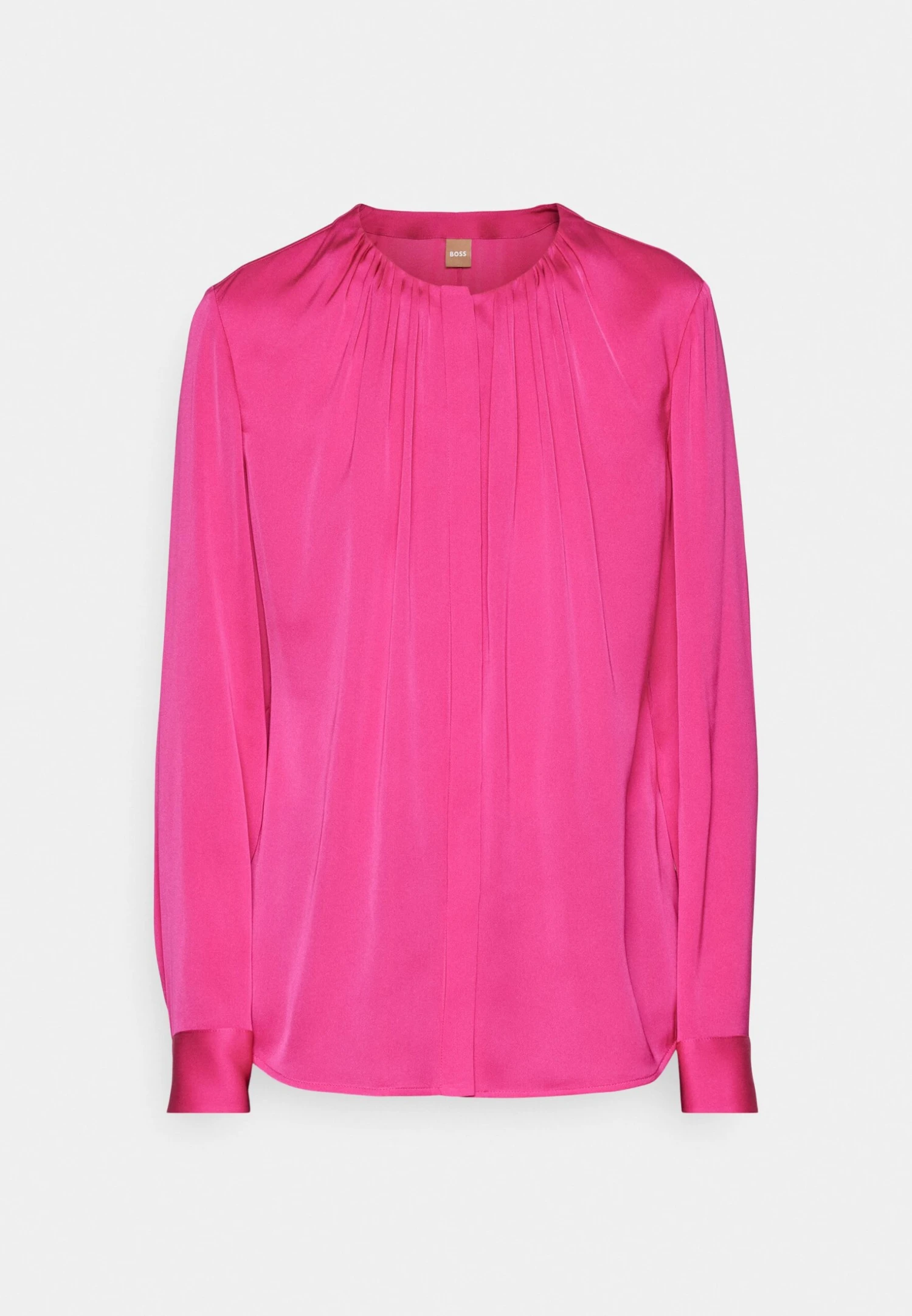 Boss Ruched-Neck Blouse In Stretch-Silk Crepe De Chine - Blouse - Bright Pink 7 Boss Ruched-Neck Blouse In Stretch-Silk Crepe De Chine - Blouse - Bright Pink - Afbeelding 7