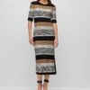 Boss Structured-Stripe Dress In Stretch-Cotton Jersey - Etui-Jurk - Open Miscellaneous