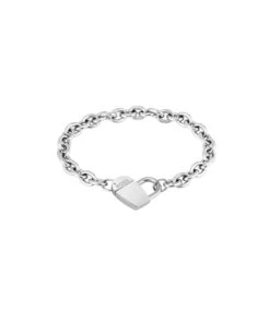 Ss Chain Bracelet WithStamped Boss Monogram Heart - Armband - Sliver