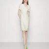 Boss V-Neck Business Dress With Short Sleeves And Full Length Zipper At The Back - Etui-Jurk - Open White