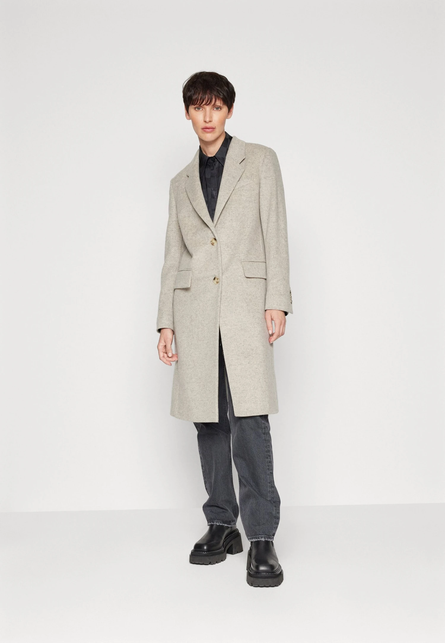 Boss Slim-Fit Coat In Virgin Wool And Cashmere - Mantel - Open White 3 Boss Slim-Fit Coat In Virgin Wool And Cashmere - Mantel - Open White - Afbeelding 3