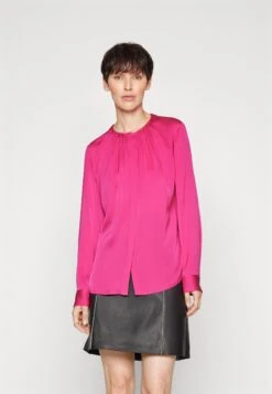 Boss Ruched-Neck Blouse In Stretch-Silk Crepe De Chine - Blouse - Bright Pink 10 Boss Ruched-Neck Blouse In Stretch-Silk Crepe De Chine - Blouse - Bright Pink -Sneaker cba083694b4c415a8cf08d2a6c51acf8