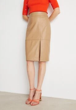 Boss Setora - Leren Rok - Medium Beige