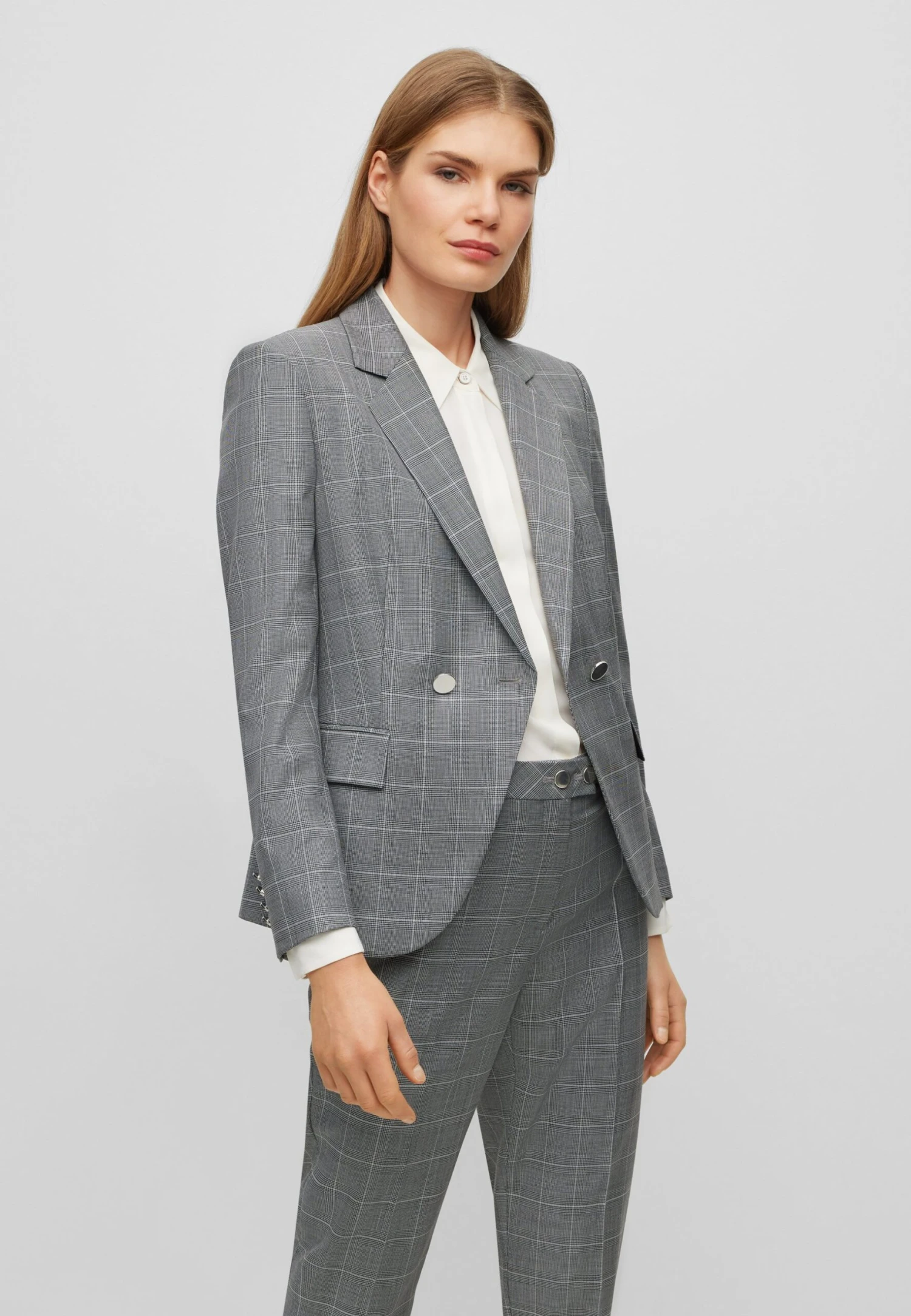 Boss Regular-Fit Jacket In Checked Virgin Wool - Blazer - Grey 4 Boss Regular-Fit Jacket In Checked Virgin Wool - Blazer - Grey - Afbeelding 4